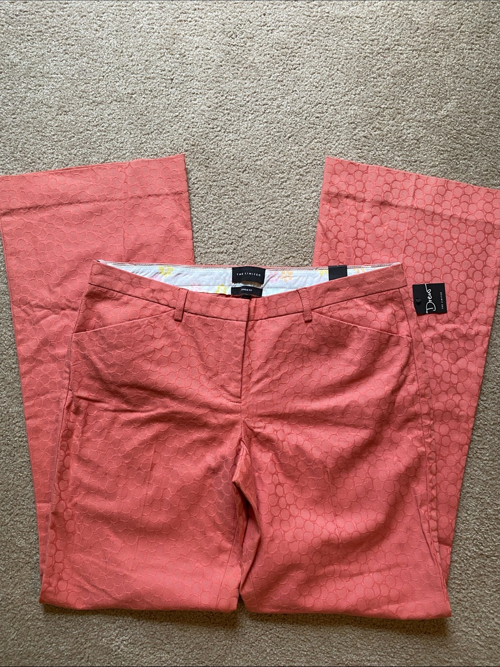 The Limited Coral Pink Textured Dress Pants